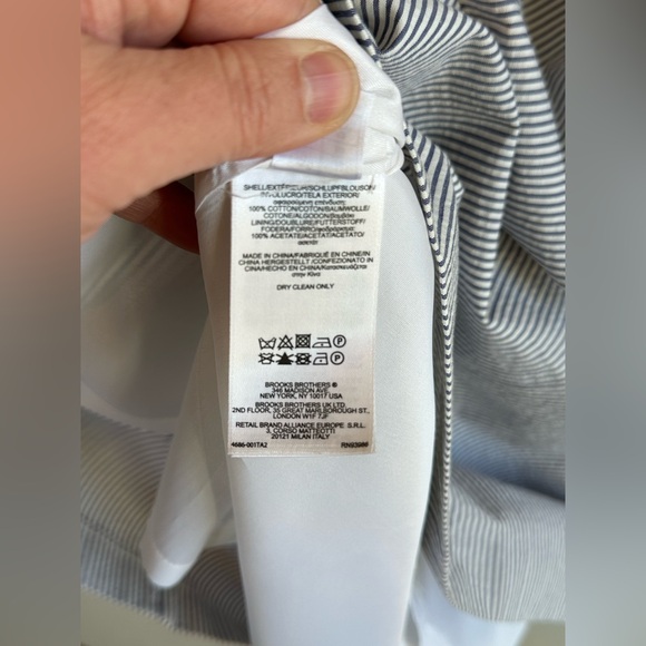 Brooks Brothers Blue/White Striped Classic Preppy Minimalist Summer Dress Sz 14 - Picture 9 of 12